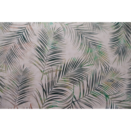 Tkanina tapicerska wzory Welur Liście tropikalne beż
