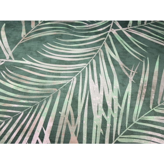 Tkanina tapicerska wzory Welur Liście tropikalne ciemna zieleń