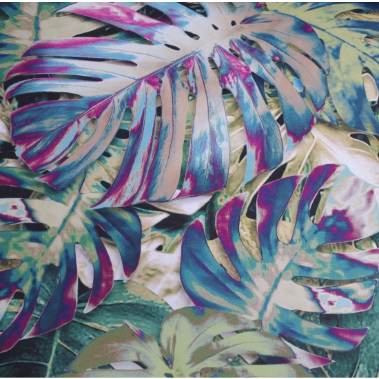 Tkanina tapicerska wzory Welur Liście monstera