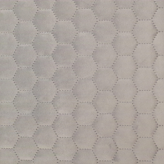 Tkanina tapicerska Welur pikowany heksagony jasny szary 80