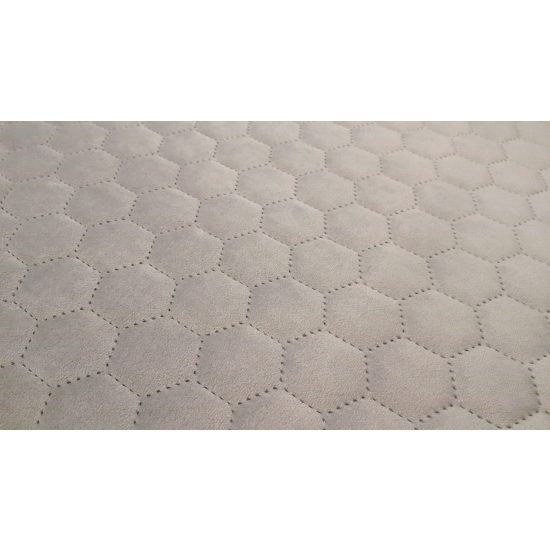 Tkanina tapicerska Welur pikowany heksagony jasny szary 80