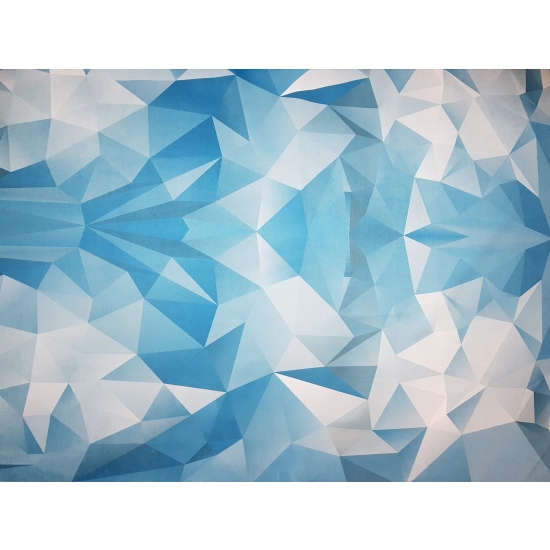 Tkanina tapicerska wzory Welur Trójkąty niebieskie