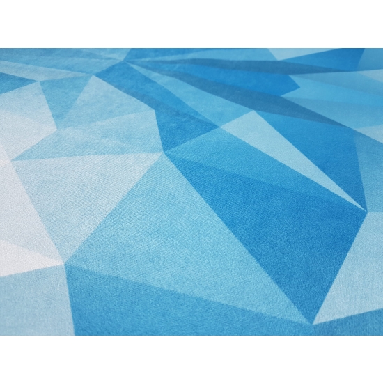 Tkanina tapicerska wzory Welur Trójkąty niebieskie