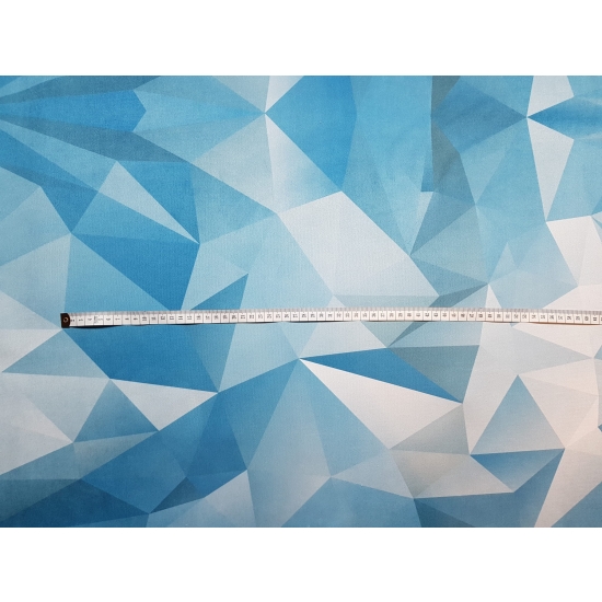 Tkanina tapicerska wzory Welur Trójkąty niebieskie