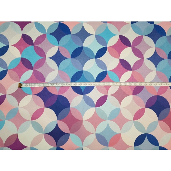 Tkanina tapicerska wzory Welur Koła retro różowe
