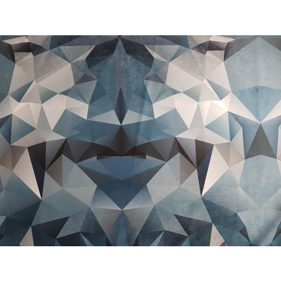 Tkanina tapicerska wzory Welur Trójkąty granatowe