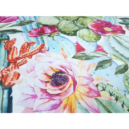 Tkanina tapicerska wzory Welur Kwiaty w kaktusach