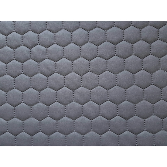 Tkanina tapicerska Ekoskóra pikowana heksagony szara