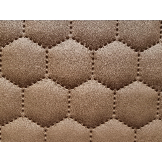 Tkanina tapicerska Ekoskóra pikowana heksagony cappucino