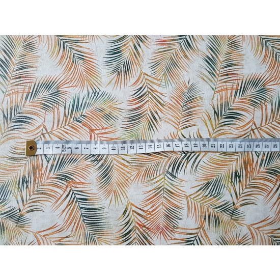 Tkanina tapicerska Ekoskóra drukowana Liście tropikalne złote