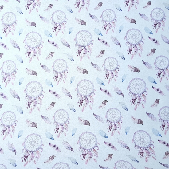 Tkanina tapicerska Ekoskóra drukowana  Łapacze snów