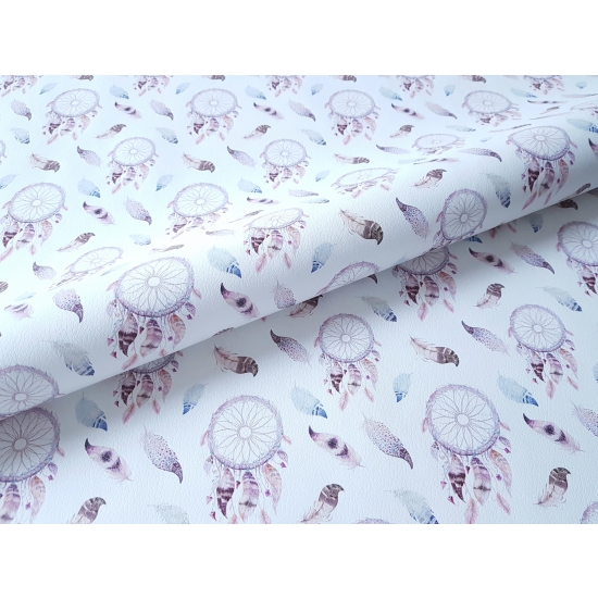 Tkanina tapicerska Ekoskóra drukowana  Łapacze snów