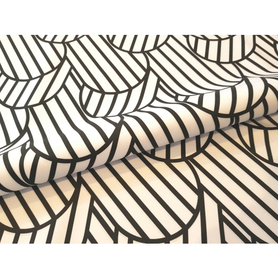 Tkanina tapicerska wzory Welur Dachówki czarno-białe