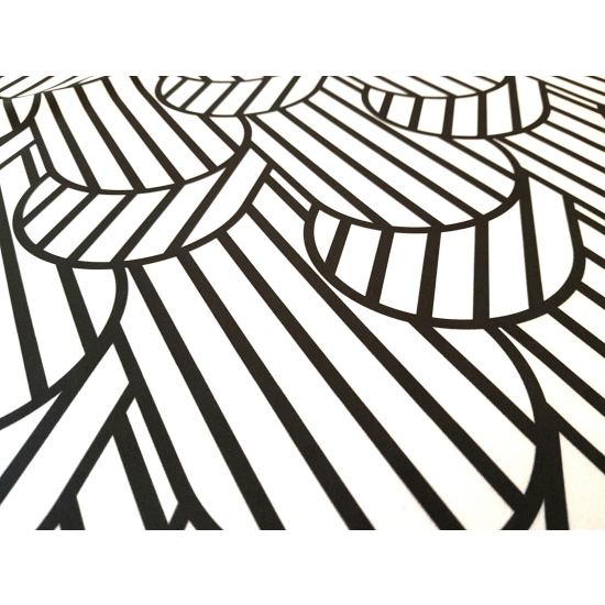 Tkanina tapicerska wzory Welur Dachówki czarno-białe