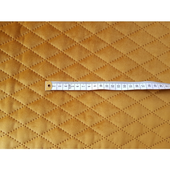 Tkanina tapicerska Welur pikowany karo żółty