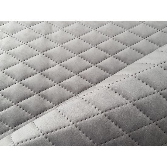 Tkanina tapicerska Welur pikowany karo szary 91