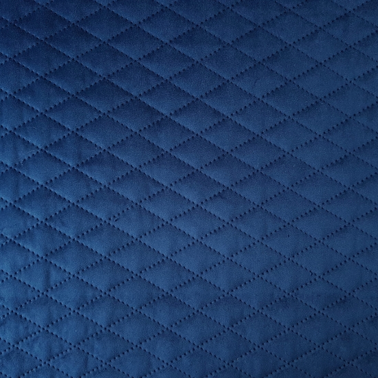 Tkanina tapicerska Welur pikowany karo granatowy