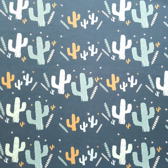 Tkanina tapicerska wzory dziecięce Welur Śpiące kaktusy