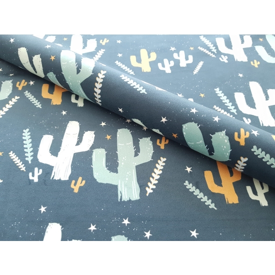 Tkanina tapicerska wzory dziecięce Welur Śpiące kaktusy
