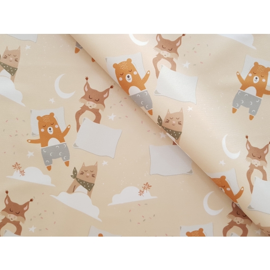 Tkanina tapicerska wzory dziecięce Welur Śpiący przyjaciele