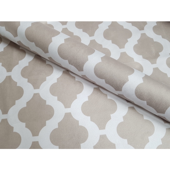 Tkanina tapicerska wzory Welur Marokańska koniczyna beż