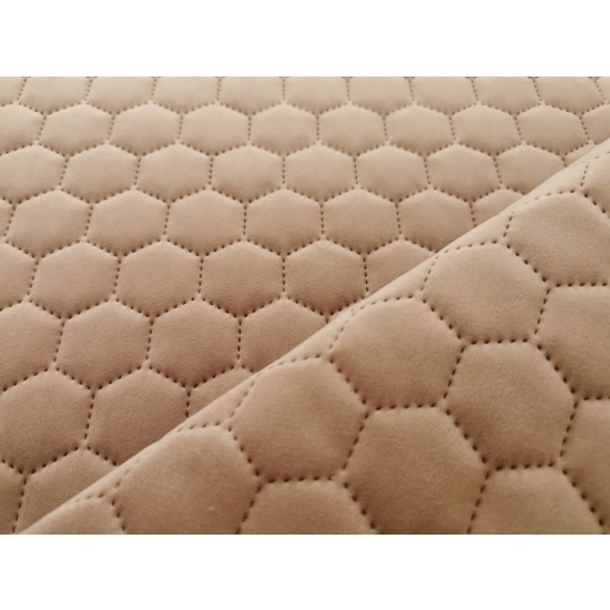 Tkanina tapicerska Welur pikowany heksagony beżowe