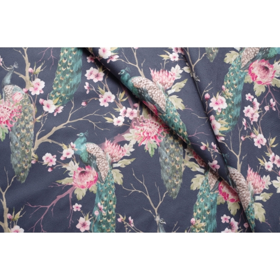 Tkanina tapicerska wzory Welur Pawie