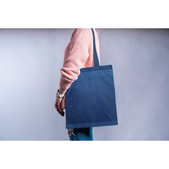 Tkanina tapicerska Welur pikowany zygzak granatowy