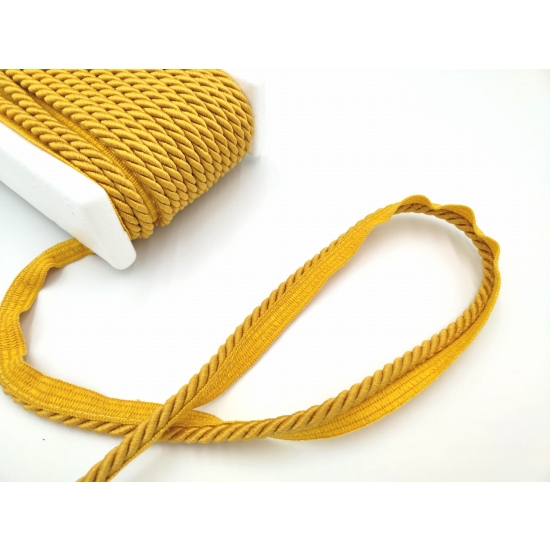 Sznur ozdobny tapicerski z wypustką 7 mm żółty musztardowy