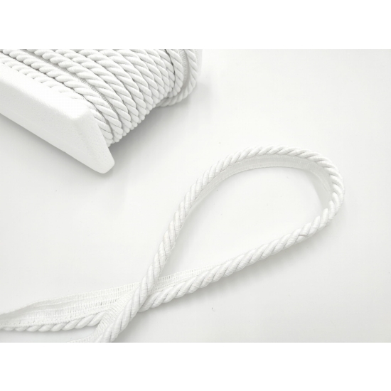Sznur ozdobny tapicerski z wypustką 7 mm biały