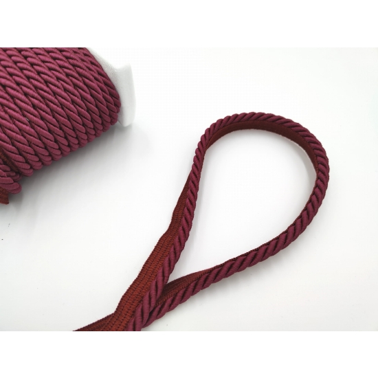 Sznur ozdobny tapicerski z wypustką 7 mm ciemny bordowy