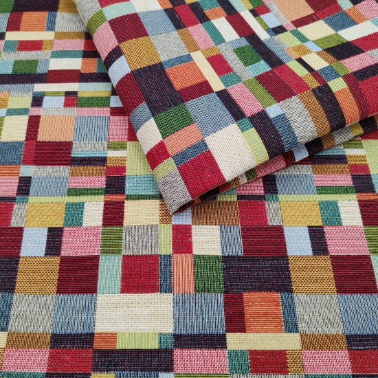 Tkanina tapicerska wzorzysta żakard Tetris