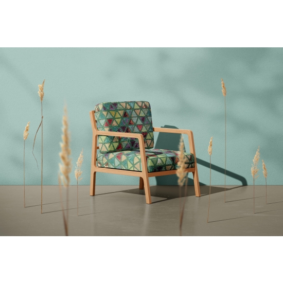 Tkanina tapicerska wzorzysta żakard Trójkąty zielone