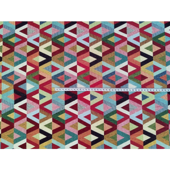 Tkanina tapicerska wzorzysta żakard Trójkąty kolorowe