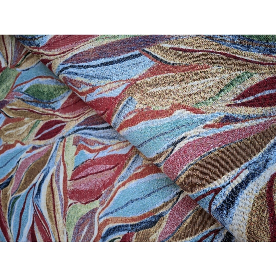 Tkanina tapicerska wzorzysta żakard Kolorowe liście