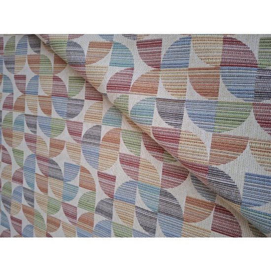 Tkanina tapicerska wzorzysta żakard Pastelowe koła